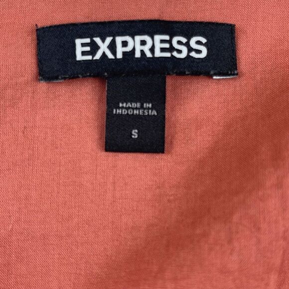 Express Blouse Womens Small Long Sleeve Ruffle V Neck Peplum Eyelet Top Pink - Picture 11 of 13